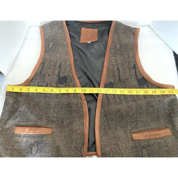 Sumac Design Vest Men’s Medium 100% Wool With Leather Trim Alpaca Designs - Picture 8 of 10